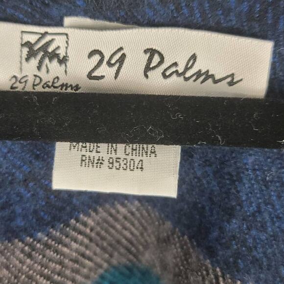 29 Palms Blue Turquoise Gray Black Stripped Poncho OSFM - Picture 4 of 5